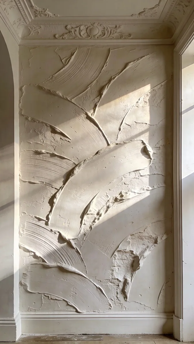 Skulpturale Spachteltechnik. Wandveredelung im Altbau.